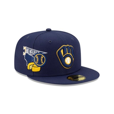 Milwaukee Brewers Gorra | New Era MLB City Patch 59fifty Fitted Cap Mexico - Azules